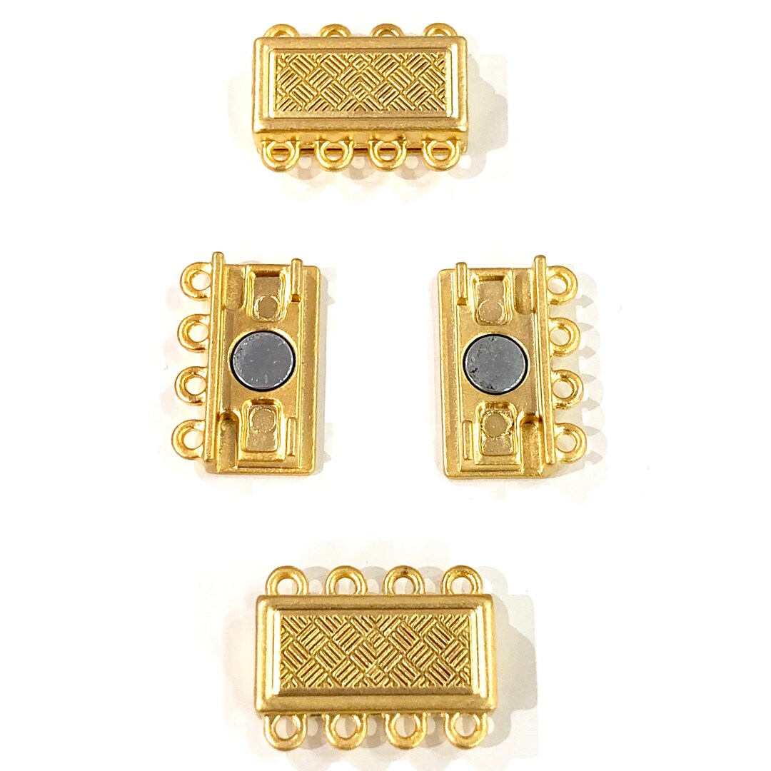 Multi Loop Clasp Multi Strand Magnetic Clasp 22kt Gold Plated-4 Loop, Magnetic Clasp ...