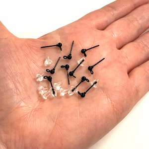 Svarta Ball Post-örhängen, 3 mm Ball-örhängen med ögla, 10 st i ett paket, NYTT!!!