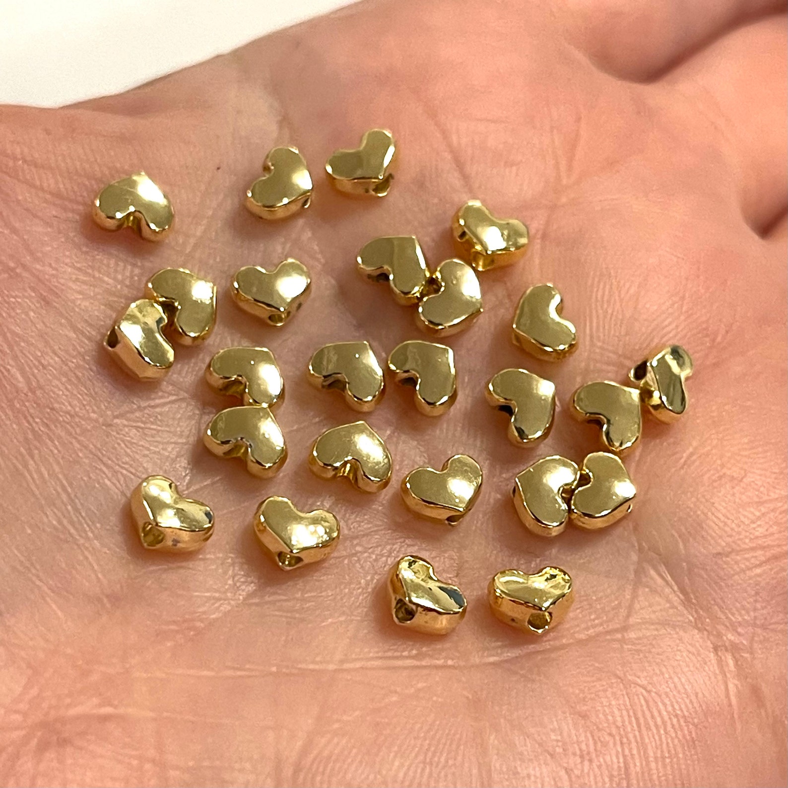 24kt Gold Plated 4mm Heart Spacers 24kt Gold Heart Spacers Etsy UK