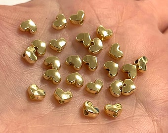 10-25-40 Gold Tone Heart Bead Charme 7 mm Noël Artisanat Mariage Saint-Valentin