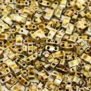 Miyuki Half Tila Beads HTL4519 Picasso Opaque Yellow, miyuki beads, half tila beads, beads Japanese seed beads