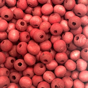 Bulk 50 Gr, 8 mm Wooden Beads-Red Color