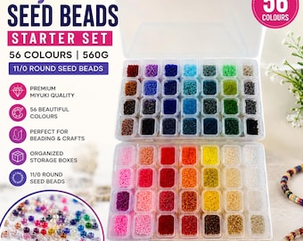 Miyuki Seed Beads Starter Set, 56 Colours 560 Gr 11/0 Round Seed Beads in Container