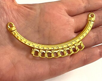 24Kt Matte Gold Plated Large  Pendant, Gold Plated Large Connector, 90mm