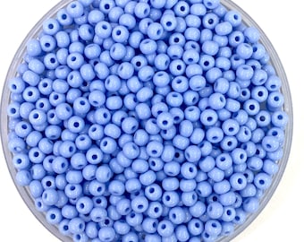 Perle di semi Preciosa 6/0 Rocailles-Round Hole 100 gr, 33000 Opaque Lt. Blue