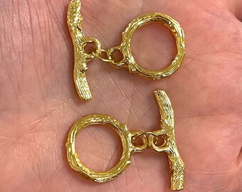 2 Sets Shiny Gold Plated Toggle Clasp, Gold Plated  Toggle Clasp,