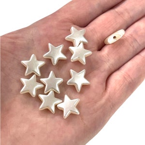 Ivory Color Acrylic Star 14mm Beads with 1.8mm Hole, 50 Gr Pack-160 Beads