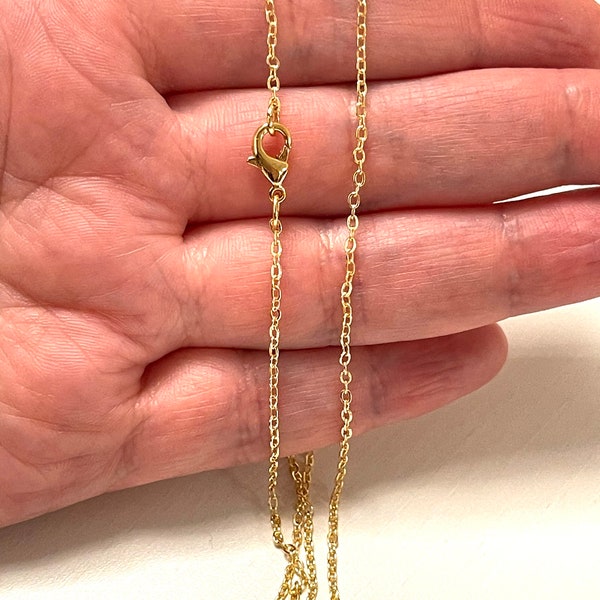 24Kt Gold Plated Necklace Chain, Gold Plated Ready Necklace, 15 to 24 Inches Ready Necklace