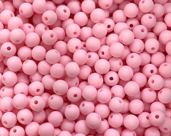 Perles acryliques de 8mm, perles d’acrylique rose, paquet de 50 gr - environ -180 perles