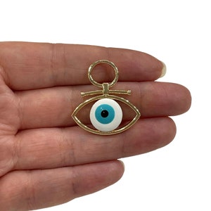 24Kt Gold Plated White Enamelled Eye Pendant