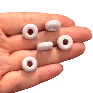 Handmade Murano Glass Rondelle Beads with 5mm Holes – 5 Pack Artisan Lampwork Spacer Beads for Jewelry Making