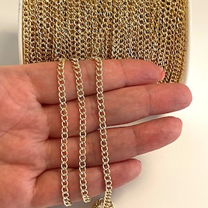 24Kt Gold Plated 5x3.5mm Gourmet Chain, Gold Plated Open Link Chain