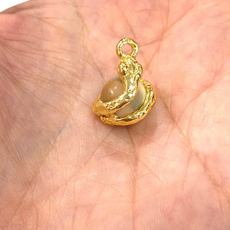 24Kt Gold Plated Snake 10mm Cat Eye Stone Pendant