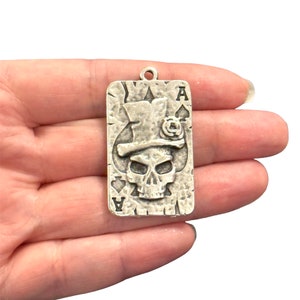 Antique Silver Plated Ace of Spades Pendant