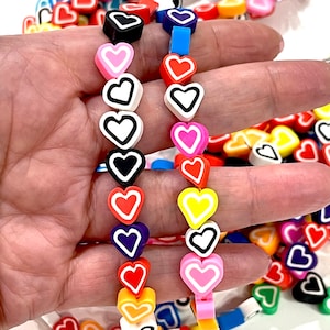 10mm Polymer Clay Hearts,10 Beads in a Pack