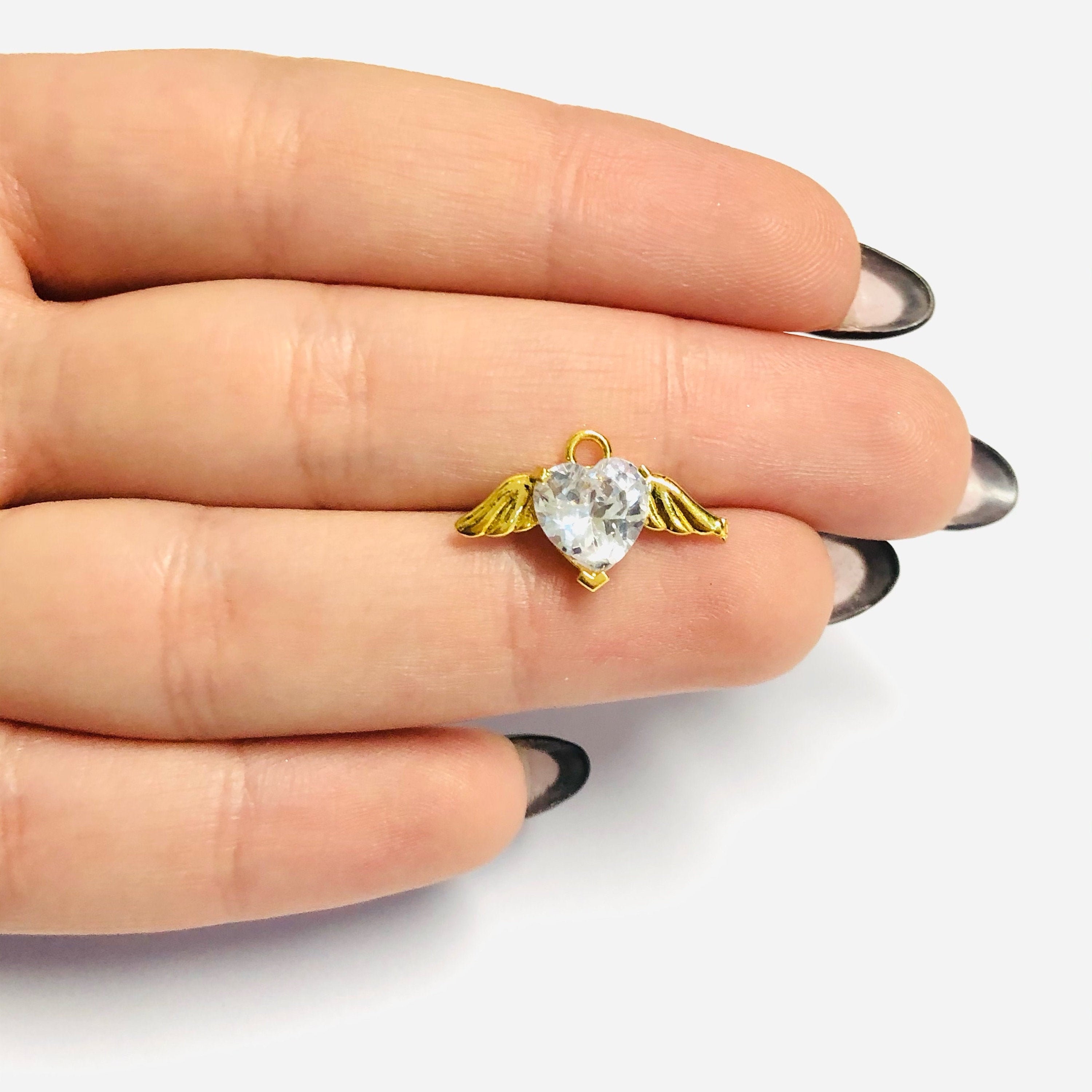 Angel Heart 24kt Gold Plated Swarovski Heart Charm - Etsy Canada