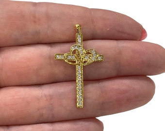 24Kt Gold Plated Stunning Cubic Zirconia Cross Crucifix Pendant