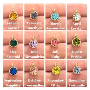Birthstone CZ Charms, Birthstone 24Kt Gold Plated CZ Charm