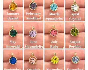 Birthstone CZ Charms, Birthstone 24Kt Gold Plated CZ Charm