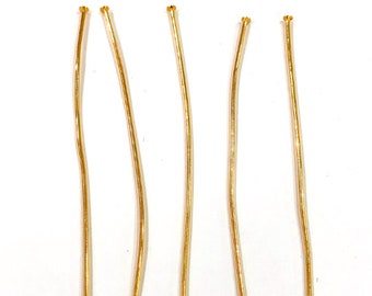 60mm 22Kt Gold Plated Brass Headpins, 0.8mm by 60mm, 60mm Brass  Head Pins