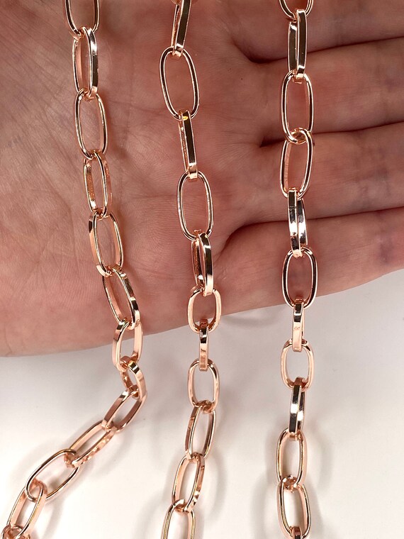Rose Gold Plated 14x7mm Link Chain Rose Gold Plated Link Etsy