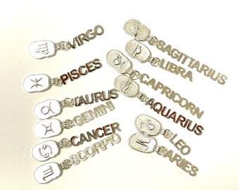 Silver Plated Brass Zodiac Horoscope Sign, Constellation Medallion Pendant,  Celestial Astrology Charm for Necklace Jewelry Making