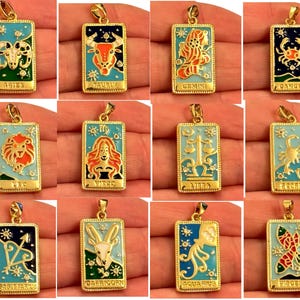 Zawieszka ze stali nierdzewnej ze znakiem zodiaku, wodoodporna, pozłacana 24-karatowym złotem