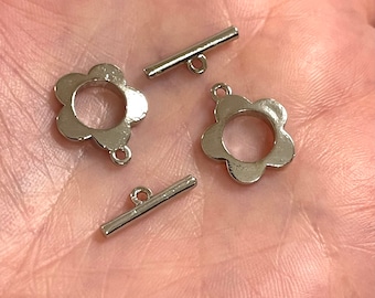 2 Sets Rhodium Plated Toggle Clasps,