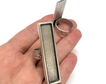 Zilveren ringinstelling, verstelbare ring van antiek verzilverd messing, blanco, verstelbare ring