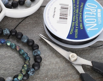 NEW!Best Stretch Cord for Bead Bracelets - Opelon 1.2mm Black-5M