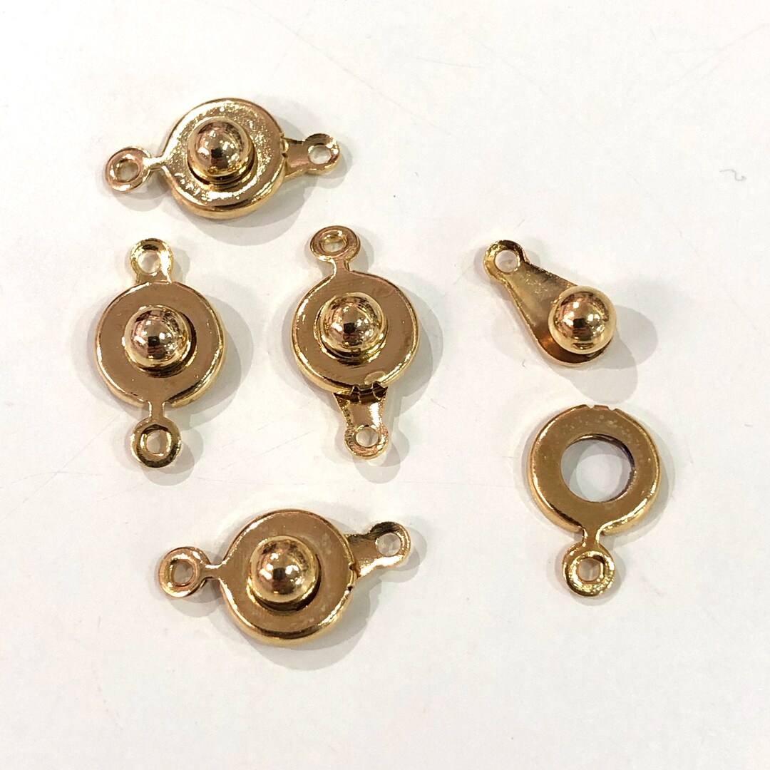 24kt Gold Plated Ball and Socket snap Clasps, 9mm Ball and Socket snap