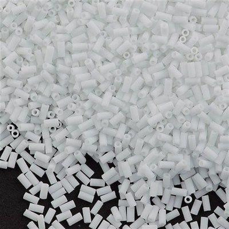 Crystal bugles 3mm, Miyuki Bugles size 3mm 0402F Matte Opaque White 10 grams