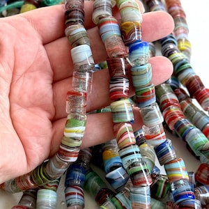 Traditionelle Türkische Handwerker Handgefertigte Zylinder Glasperlen, Großloch Glasperlen, 10 Perlen in einer Packung