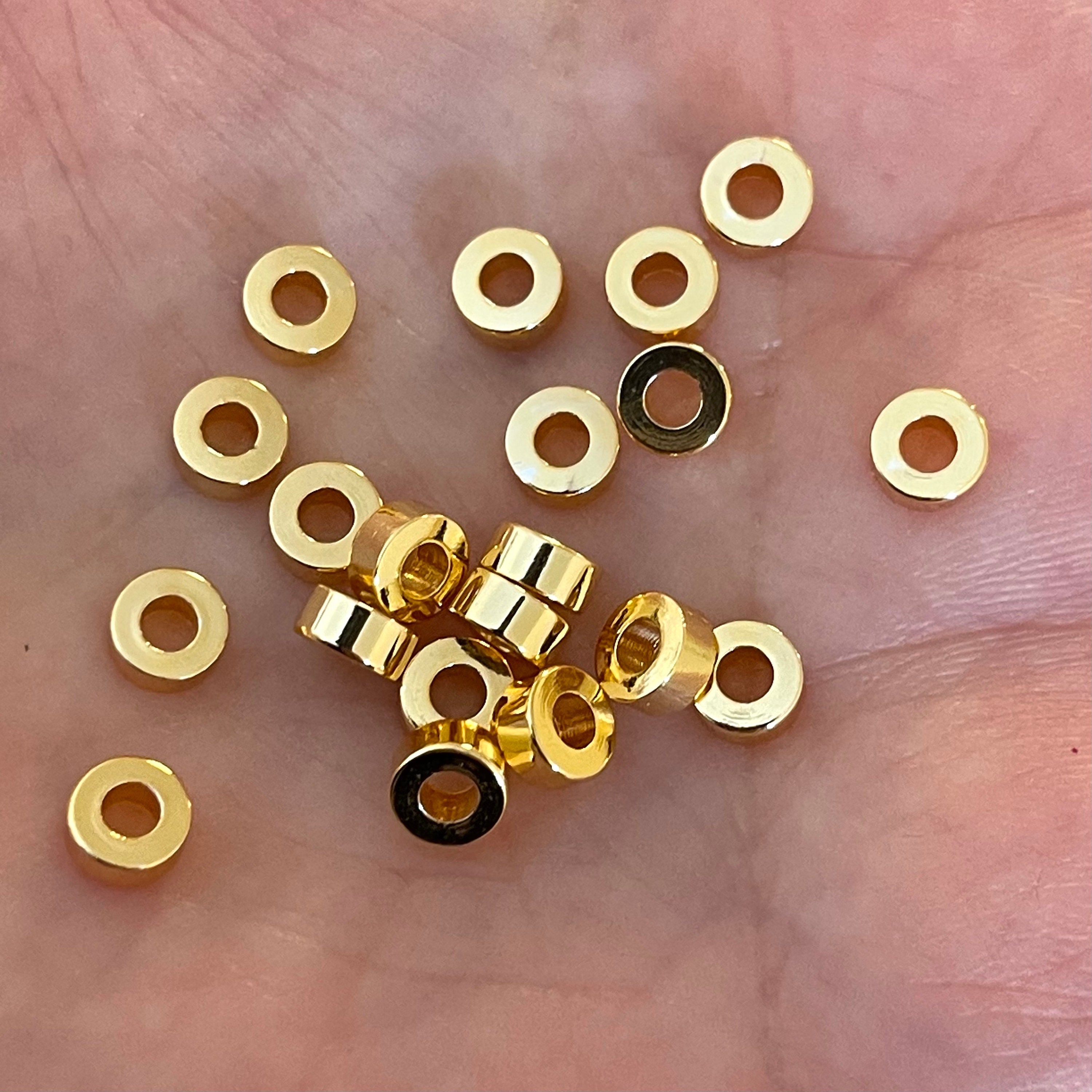 6mm 24kt Gold Plated Large Hole Brass Spacer Charms 10 Pcs in Etsy UK