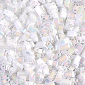 Miyuki Half Tila Beads HTL0471 White Pearl AB, beads, miyuki beads, half tila beads Japanese seed beads