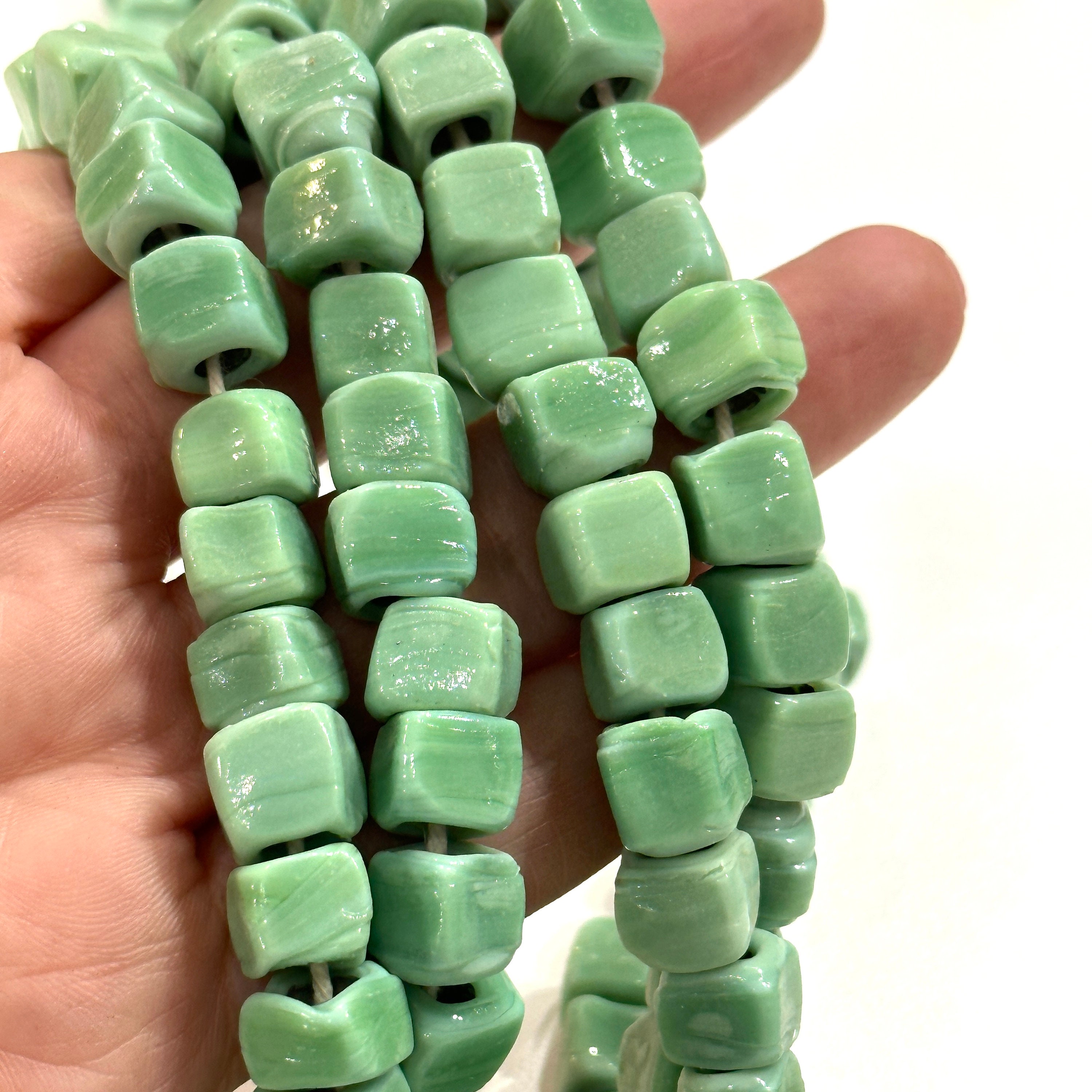 Hand Made Murano Glass Cylinder Beads, Large Hole Murano Glass Beads, 100  Beads 