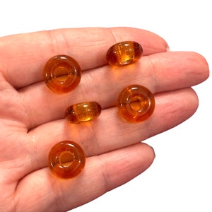 Murano Glass Rondelle Beads Handmade 5mm Hole Jewelry Craft Supplies, 5pcs Pack, Colorful Lampwork Beads for Bracelets & Necklaces