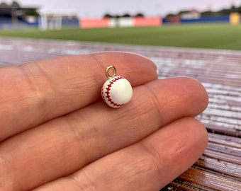 Baseball Charm Pendant, Baseball Ball Enamel Charm, Sports Jewelry Charm, Baseball Bracelet Charm