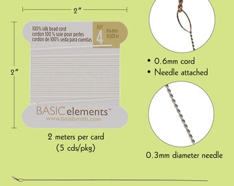 Silk Thread, 100% Silk Bead Cord With Needle, 2 MeterX0.6mm/0.025 in-CHSWH04