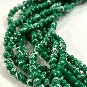 4mm Marbled glass beads, smooth round glass beads full strand
