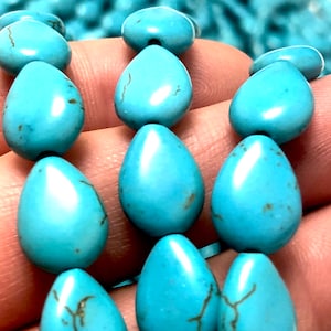 Turquoise Howlite Drop Beads,14x10mm Drop Shaped Howlite Beads, 32 Beads