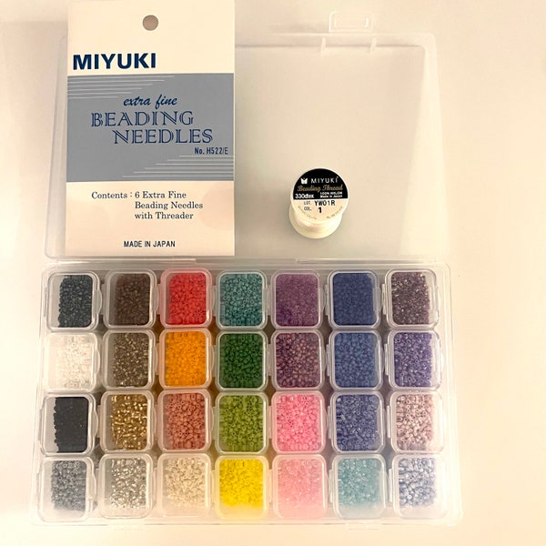 Kit de démarrage Miyuki Delica 11/0, Kit de démarrage Miyuki Delica 28 couleurs, Miyuki Delica 140 gr