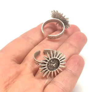 Silver Ring Setting, Antique Silver Plated Brass Adjustable Ring Blank, Adjustable Ring Bezel