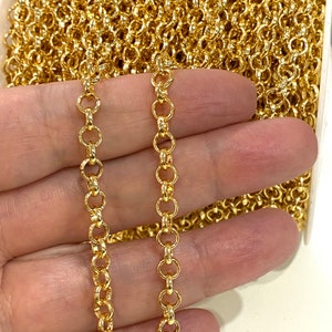 24Kt guldpläterad Belcher-kedja, 5 MM guldpläterad Belcher-kedja
