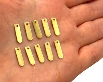 Raw Brass Tag Charms, 10 pcs in a pack