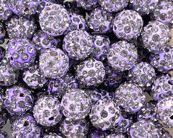 10 mm Shamballa-pärlor, 10 mm kvalitetspavé-strass-discokulor, 3 st i ett paket