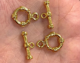 2 Sets 24Kt Shiny Gold Plated Toggle Clasp,