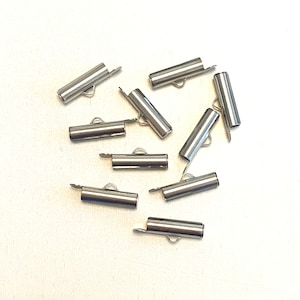 Slide End Tubes for Miyuki, 15mm Rhodium  Plated 10 Tubes in a pack
