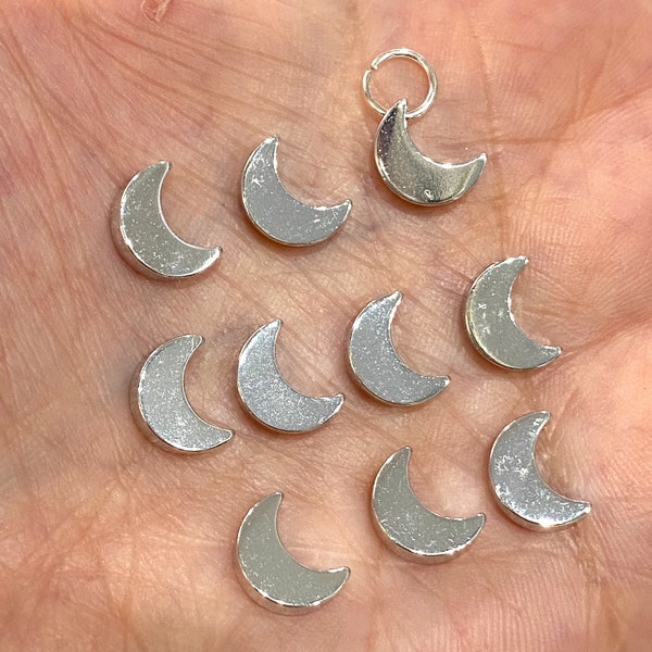 Rhodium Plated Crescent Charms,10 pcs in a Pack