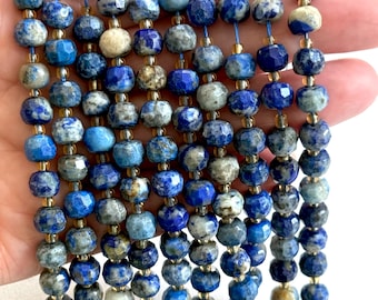 Perline rondelle sfaccettate in lapislazzuli autentico – 8 x 6 mm, vendute a filo